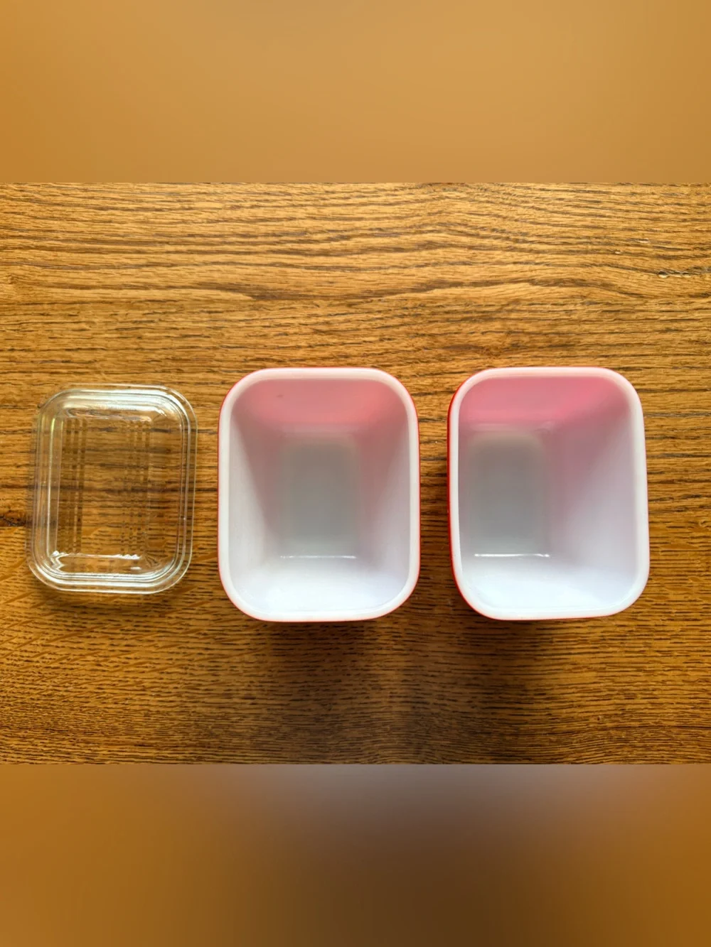 Vintage Pyrex Red Glass Refrigerator Dishes- “Fridgie” - Set of 2- 501C- one lid